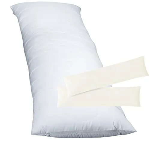 EXKLUSIV HEIMTEXTIL 1 x Füllkissen 40x80 cm + Jersey Kissenbezug 2er Set 40 x 80 cm Natur