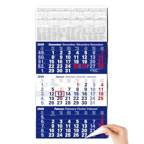 TOBJA 3 Monatskalender 2026 Wandkalender mit Schieber von TOBJA