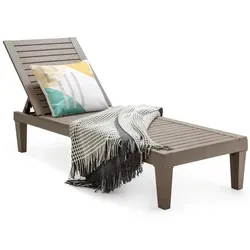 COSTWAY Wetterfeste Sonnenliege mit 5-fach verstellbarer Rückenlehne - Robuste Gartenliege bis 180 kg belastbar, atmungsaktives Design für hohen Komfort, ideal für Terrasse und Garten – einfach zu reinigen und elegant im Stil.