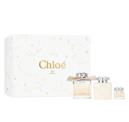 Chloé Chloé Eau de Parfum Set 75ml + Body Lotion 100ml + Mini 5ml - Parfüm-Geschenkset mit orientalisch-blumigem Duft, der die kreative und selbstbewusste Weiblichkeit verkörpert. Ideal für besondere Anlässe oder als luxuriöses Geschenk.