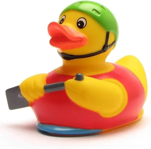 DUCKSHOP I Badeente Ruderboot I Quietscheente Kajak I L: 9,5 cm I Quietscheentchen I Geschenk für Kanuten I Präsent Sammler