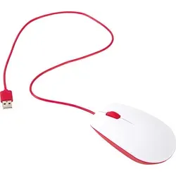 Raspberry originale Maus in Raspberry red white - Schnurgebundene optische 3-Tasten-Maus, ergonomisches Design für komfortable Nutzung am Raspberry Pi