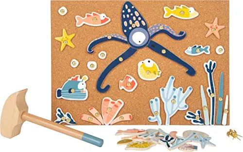 small foot Hämmerchenspiel Sealife aus Holz, mit großer Auswahl an Motiv-Elementen, inkl. Korkplatte, ab 3 Jahren, 12263