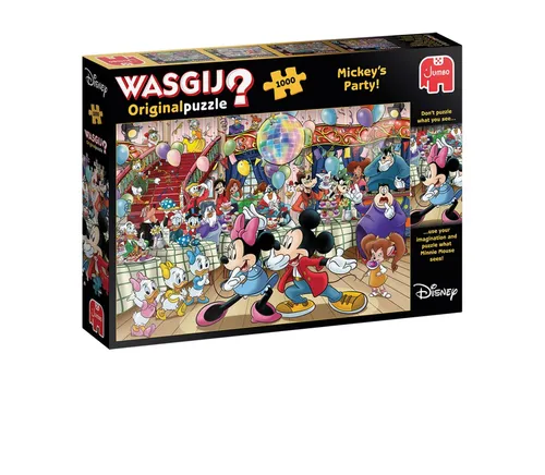 Jumbo Spiele 1110100124 Wasgij Original Disneys Mickeys Party Puzzle - 1000 Teile Puzzle, nutzen Sie Ihre Fantasie und entdecken Sie, was Minnie Maus sieht! Ideal für Disney-Fans und Puzzle-Liebhaber.