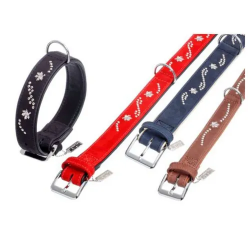 Karlie Flamingo Buffalo Noble Hunde-Halsband - Schwarz - Hochwertiges Halsband aus weichem Büffelleder, wasserabweisend und langlebig. Mit komfortabler Hirschleder-Unterlage und stilvollen Ziernieten. Ideal für hohe Ansprüche im Alltag.