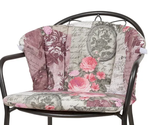 KETTtex Polsterauflage für Royal Garden MWH Sessel Elegance 0798 - Hochwertige Auflage für Gartenstühle im Landhausstil, mit floralen Mustern und bequemer Längssteppung für optimalen Sitzkomfort.