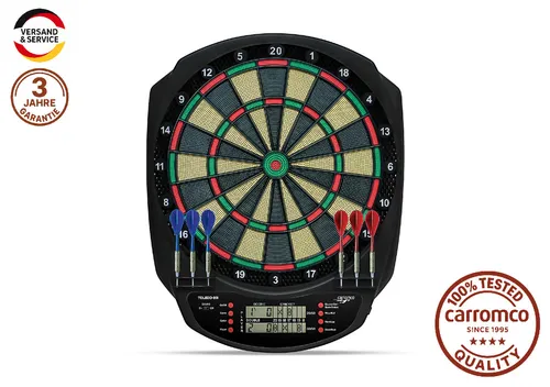 CARROMCO Elektronik Dartboard Toledo 301 - Darts - Elektronisches Dartboard für 1-8 Spieler mit 43 Spielen und automatischer Punktewertung, perfekt für spannende Wettkämpfe.