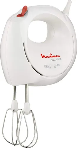 Moulinex ABM 11A EASY Compact Handmixer - Handmixer mit 200 W Leistung und 2 Geschwindigkeiten, ideal für müheloses Mixen und Schlagen. Kompaktes Design für einfache Aufbewahrung und Edelstahlrührer für Langlebigkeit.