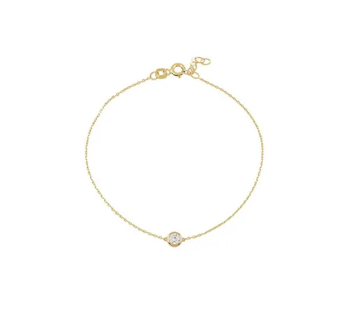 Suzan Gold Charm-Armband Solinia – 375er Echtgoldarmband mit rundem Zirkonia-Solitär