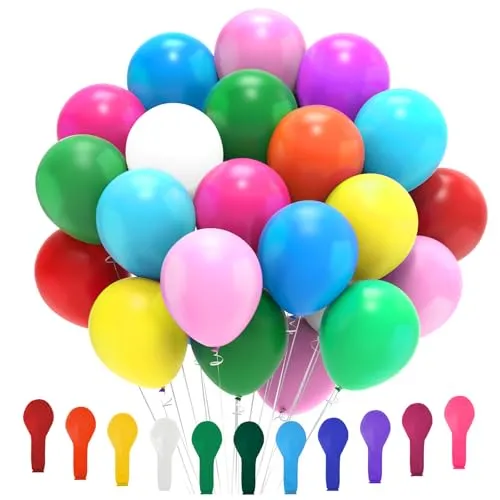 Oamwrae 110 Stück Geburtstagsballons, 12 Zoll bunte Heliumballons, Abschlussballons, für Dekoration Geburtstag, Babyparty, Hochzeit