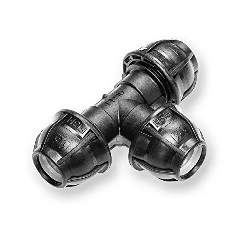 PE T-Stück 16mmx16mmx16mm Druck 10bar Fitting zur Verbindung von PE-Rohren 16-B