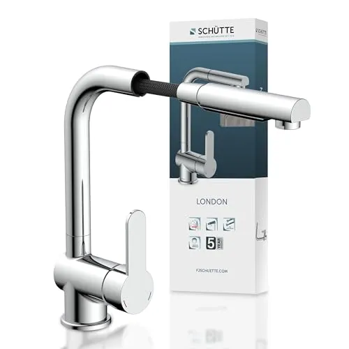 Schütte Küchenarmatur London - Ausziehbare Standarmatur in Chrom, elegant mit 360° Schwenkbereich für flexibles Arbeiten in der Küche