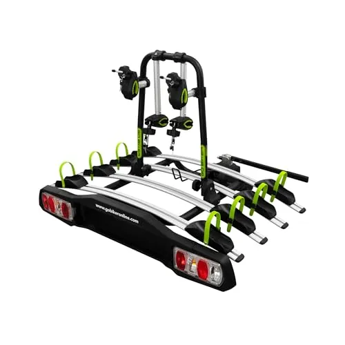GO BIKER PRO Z4 Fahrradträger Anhängerkupplung für 4 Fahrräder – Heckträger Auto mit Hebel – Fahrräder sicher transportieren – Stahl‑Aluminium Rahmen – Sicherungssystem – 15 kg pro Schiene