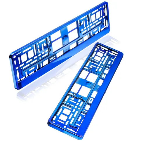 Kummert Business Kennzeichenhalter blau chrom | 2 Stück - Hochwertiger Kennzeichenhalter für PKW, LKW und Anhänger. Mit abnehmbarer Klickleiste für einfachen Einbau. Hergestellt aus robustem Kunststoff und passend für Standard-Kennzeichen.