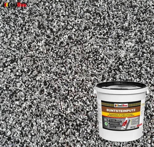 Buntsteinputz Mosaikputz BP30 - ProfiQualität in Schwarz, Grau und Weiß - Mörtel, Putz, Zement & Gips - Flexibel, schnelltrocknend und frostbeständig, ideal für Innen- und Außenanwendungen mit hoher Schmutzabweisung.