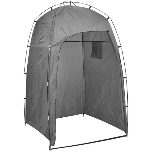 vidaXL Dusch- und WC-Umkleidezelt Grau - Praktisches Duschzelt für den Außenbereich, ideal für Camping und Strände. Mit Überdachung für Privatsphäre und zwei Taschen für wichtige Utensilien.