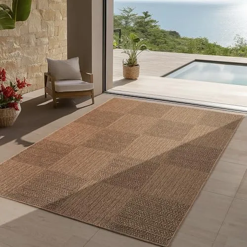 Teppium In- & Outdoor Teppich – stilvoller Jute-Look, wetterfest & pflegeleicht, ideal für Balkon, Garten, Küche, Terrasse & Wohnzimmer, 160x230 cm