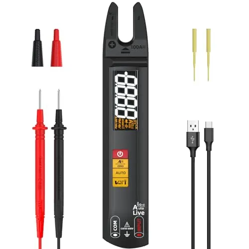BSIDE U0 Vollautomatisches Digital Multimeter Offene Stromzange AC DC Großes Display, Strom Spannung Widerstand Durchgang Smart Messung, Mini Spannungsprüfer Wiederaufladbare mit Verlängerte Sonden
