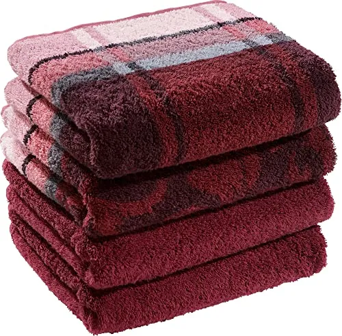 Erwin Müller Handtuch-Set 4er-Pack weinrot 50x100 cm in rot von Erwin Müller