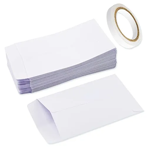 Papiertüten Klein Samentütchen 10 x 6 cm Weiß Kraftpapier Tüten für Gastgeschenke Hochzeit, Süßigkeiten, Münzen 100