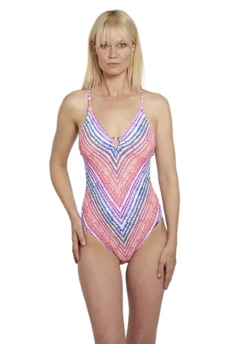 Sunflair Badeanzug Einteiler mit Buntem Muster mit herausnehmbaren Softschalen in der Breite mitwachsenden Träger verstellbar aushakbar tiefer Rückenausschnitt Variabler Kreuzrücken pink