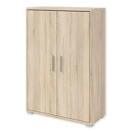 OFFICE LINE Aktenschrank in Eiche Sonoma Optik - Kleiderschrank mit modernem Design, ideal für Büros. Bietet viel Stauraum mit zwei Einlegeböden und ist leicht zu montieren. Maße: 78 x 114 x 35 cm (B/H/T).