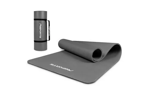 MSports® Gymnastikmatte Fitnessmatte mit Übungsposter und Tragegurte - Sportmatte für Yoga, Pilates und Fitness, gelenkschonend und rutschfest aus hochwertigem NBR-Material, ideal für Studio und Zuhause.