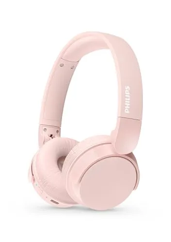 PHILIPS TAH4209PK Leichter ohraufliegender kabelloser Bluetooth-Kopfhörer mit passiver Geräuschisolierung – 55 Stunden Spielzeit, deutliche Anrufe, dynamischer Bass, 2 Stunden USB-C-Laden – Rosa