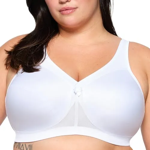 Glamorise Damen 1005 Full Coverage Bra, Weiß, 95K EU - Funktionsunterwäsche mit regulärer Passform, bietet optimalen Halt und Komfort für den ganzen Tag.