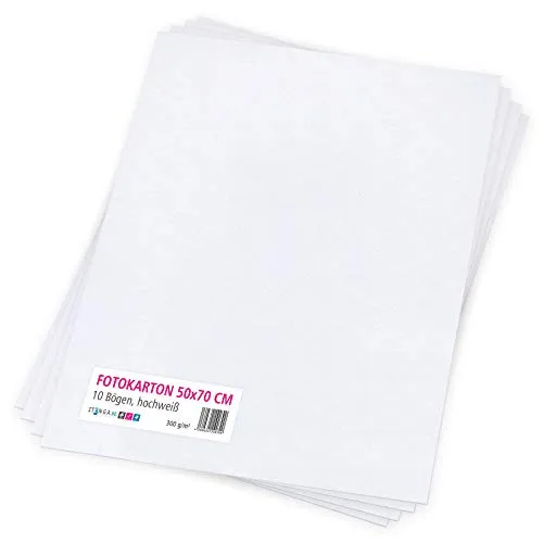 itenga Fotokarton 10 Blatt 50 x 70 cm 300 g/qm - Tonpapier Tonkarton Druckerpapier Bastelpapier Bogen durchgefärbt zum kreativen Gestalten und Basteln (Hochweiß)