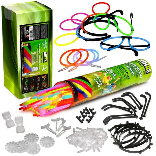 KNIXS 100 Mega Knicklichter Party Pack mit 5 Brillen 4 Ohrringe 5 Haarreifen uvm