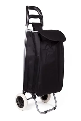 Benson Products Einkaufstrolley in Schwarz, belastbar bis 25 kg, 40 Liter Kapazität, mit 2 Rollen und Sicherheitsfach, ideal für den Transport von Lebensmitteln und mehr – Maße 92 x 32 x 21 cm