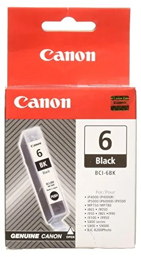 Canon BCI 6 original Tintenpatrone Schwarz für Pixma Drucker iP4000 iP4000R iP5000 iP8500