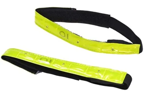 Gravidus Sicherheits-Reflektorbänder mit Klettverschluss | Beleuchtung | Blinkfunktion | Elastisches Gummiband | Neongelb Schutz für Verkehr Sport