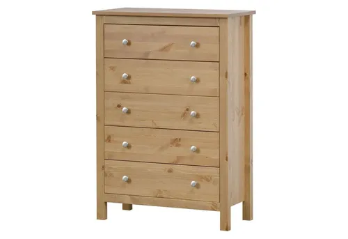 hagge home Schubkastenkommode aus massivem Kiefernholz, 75 x 37 x 106 cm, Braun