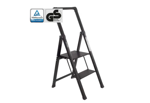 TRUTZHOLM Klapp-Trittleiter 2-stufig mit Handlauf bis 150 kg