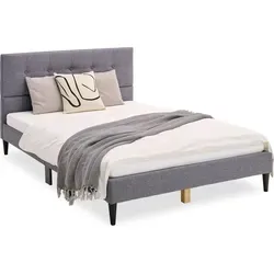 Homestyle4u 1985 Polsterbett 120x200 Grau - Jugendbett mit Lattenrost - Betten: Komfortables Polsterbett 120x200 cm in Grau mit stabiler Rückenlehne und pflegeleichtem Webstoff, ideal für Schlafzimmer und Jugendzimmer.