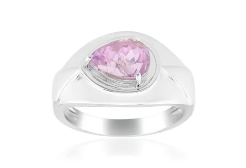 Cavill Solitärring Cavill Silberring 925er mit 1,38 ct Kunzit Tropfen, zartrosa (1-tlg)