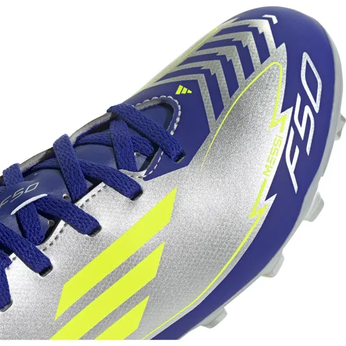 adidas F50 Club FG/MG J Messi - 4/36.5 - Fußballschuhe mit normaler Passform, schnürbarem Verschluss und leichtem Synthetikmaterial, ideal für vielseitige Spielfelder.