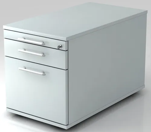Rollcontainer lichtgrau H512xB428xT800mm - Büroschränke mit 1 Schublade und Hängeregistratur für optimalen Stauraum und Ordnung im Büro.