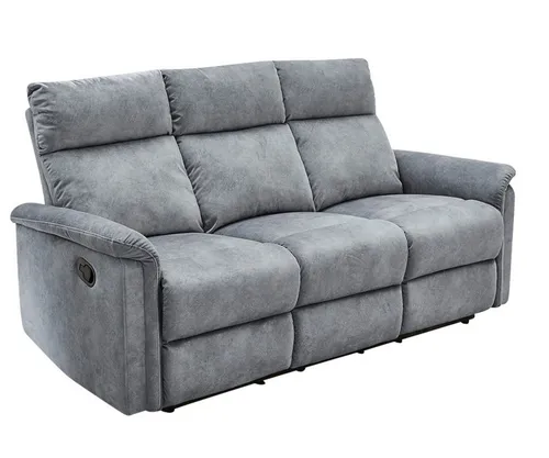 luma-home 3-Sitzer 15128 Sofa mit Relaxfunktion - Einzelsofas mit halbautomatischer Relaxfunktion für maximalen Sitzkomfort, gepolsterte Rückenlehne und eleganter Veloursbezug im Vintage Grau.