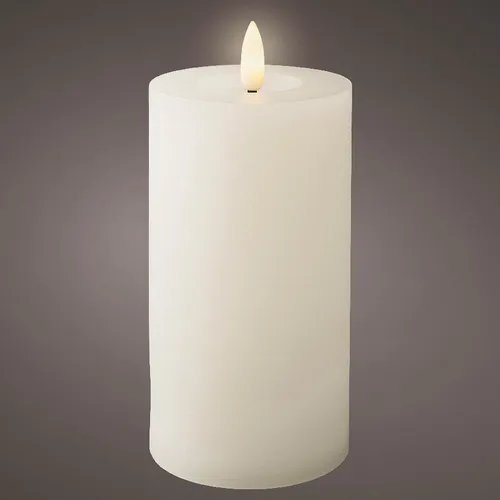 LED Kerze Wachs - Weiß, Ø7-H15cm - Kerzen - Hochwertige LED Kerze aus echtem Wachs mit warmweißem Licht, ideal für stimmungsvolle Adventsdeko und sichere Beleuchtung in Ihrem Zuhause.