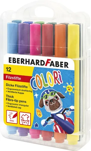 EBERHARD FABER Dicke Fasermaler COLORI 12er Kunststoffetui von Eberhard Faber