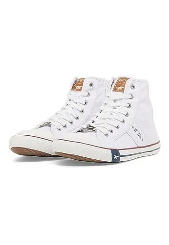 MUSTANG Herren Canvas High Top Sneaker Weiß EU 47 - Herren-Sneaker mit bequemem Textil-Obermaterial und praktischem Reißverschluss, ideal für lässige Outfits.