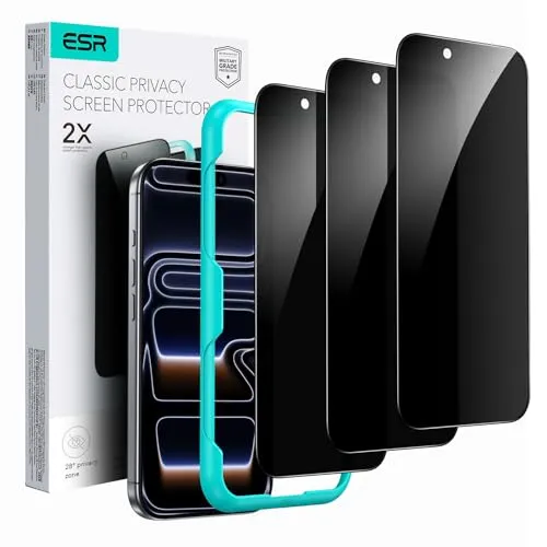ESR für iPhone 17 Pro für Panzerglas, Displayschutzfolie 3 Stück, Display Sichtschutzfolie aus Gehärtetem Glas mit Einfachem Befestigungswerkzeug, Mikrogebogene Kanten, Hüllenfreundlich