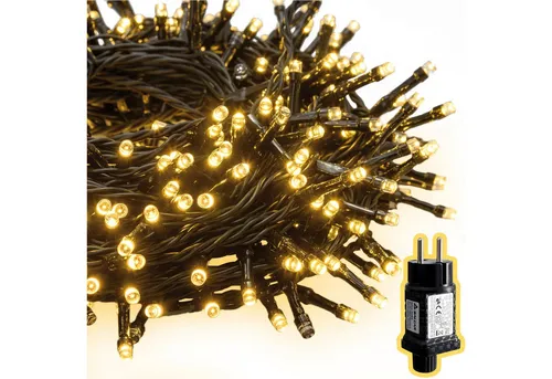 Salcar LED-Lichterkette LED Cluster Lichterkette Außen Weihnachtslichterkette Warmweiß & Bunt, 2m 200er LED 8 Modi und Memory, Christbaumbeleuchtung