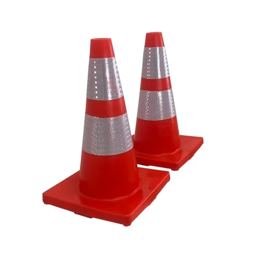 TRUTZHOLM 2X Verkehrskegel stapelbar & flexibel, bruchsicher, Warnleitkegel Warnkegel Markierungskegel Pylone Leitkegel Warnkegel Reflexstreifen