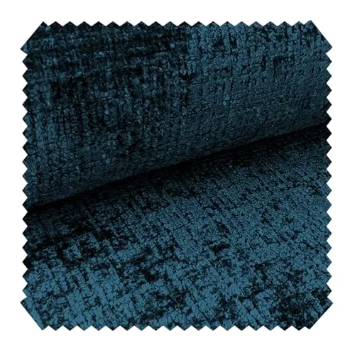novely® CRETA Glänzender Chenille-Polsterstoff, Robuster Möbelstoff, Schwer Entzündbarer Bezugsstoff, Pflegeleichte Meterware 1lfm | Farbe: 77 Blau