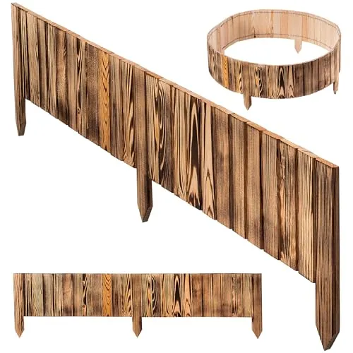 KADAX Rasenkante aus Holz, 116 x 20 cm, Beeteinfassung, Beetumrandung, Flexibler Holzzaun, Gartenzaun, Zaun für Garten, Beetbegrenzung Flexible, Mähkante Rollborder (Braun)