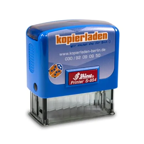 Personalisierbarer Stempel Shiny S-854-58 x 22 mm, bis zu 5 Zeilen - mit eigenem Text und Logo selbst gestalten